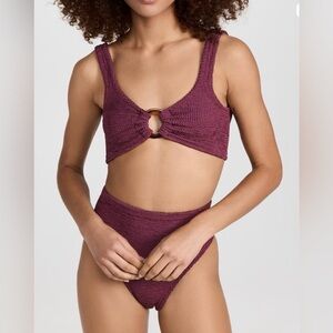Hunza G Nadine Bikini Set in Metallic Grape